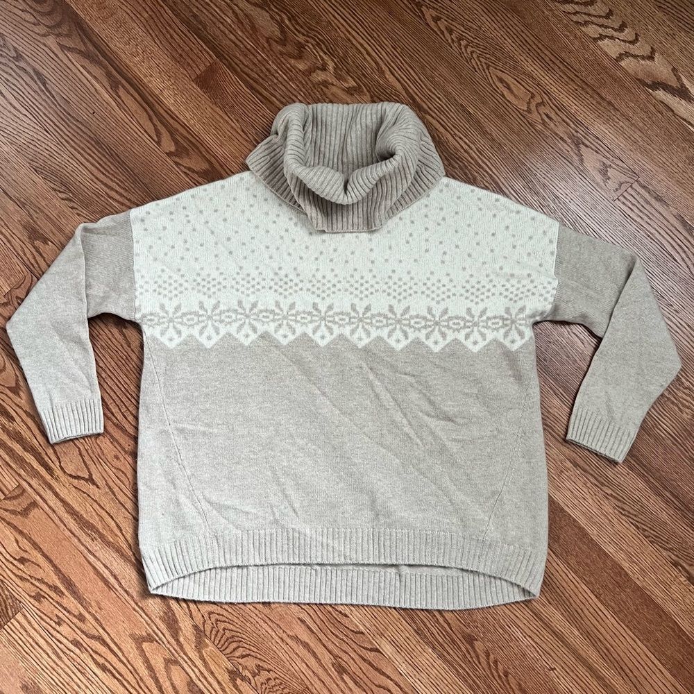 Pure Collection 100% Cashmere Turtleneck Sweater - Fair Isle (Sz 14/16)